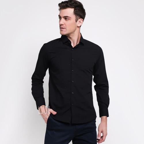 Gambar VM Kemeja Polos Panjang Hitam Kemeja Formal Slimfit - Hitam, M dari VM VanMarvell Jakarta Utara Tokopedia
