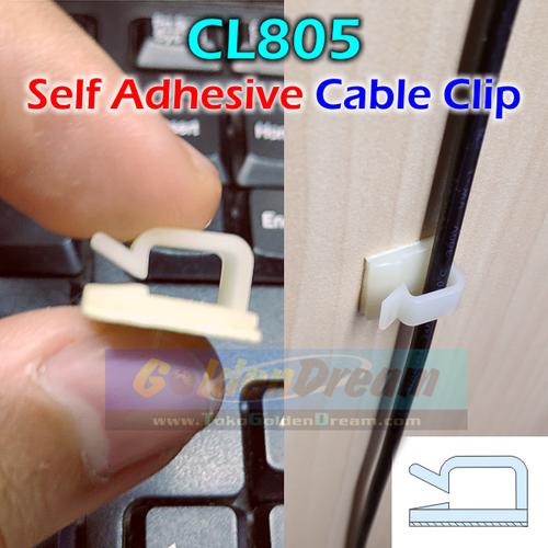 Foto Produk CL805 Cable Clip Wire Mount Clamp Tie Ikat Kabel + Self Adhesive Klem dari Golden Dream
