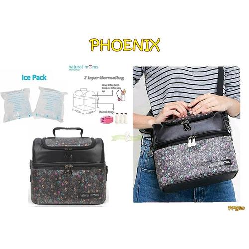 Jual PMS80 COOLER BAG NATURAL MOMS PHOENIX TAS ASI with 2 ice gel
