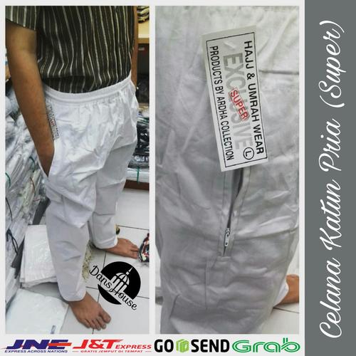 Foto Produk Celana Katun Ihrom Super Pria Haji Umroh Hitam Putih Grosir Murah - Putih, M dari Dans House