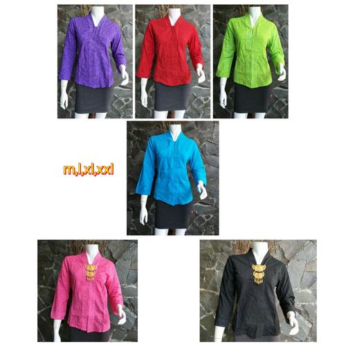 Foto Produk Blouse Kebaya Kutu Baru Lengan Panjang Polos Embos Murah Ukuran M-XL dari Simi Fasion Shop