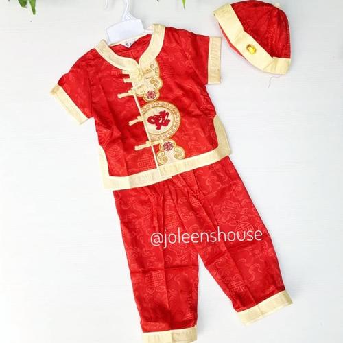 Foto Produk Cheongsam Set Boys Red Baju Imlek Setelan Anak Laki - S dari Joleen's House