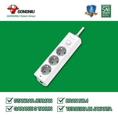 Foto Produk Stop Kontak GONGNIU 3 Lubang 1 Tombol On/Off Panjang kabel 5 meter dari Gongniu Official Store