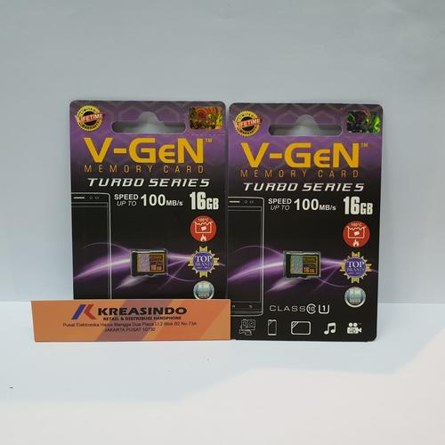 Gambar V-gen Micro SD Vgen 16GB class 10 TURBO Series Memory card original dari Kreasindo Online Jakarta Pusat Tokopedia