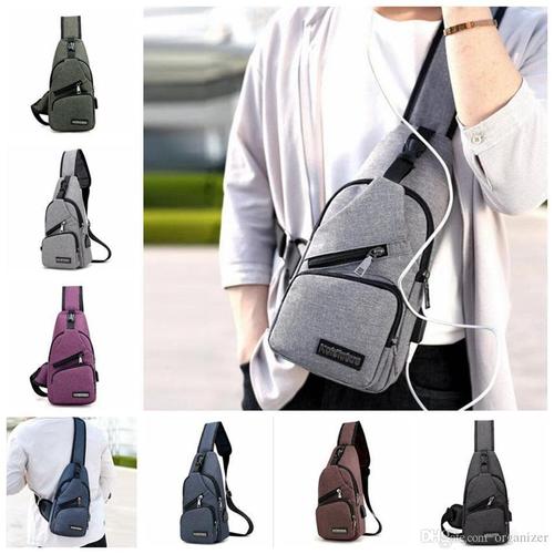Foto Produk Tas sling Bag USB Cross body pack Selempang Slempang chest bahu canvas dari Babyliss Master