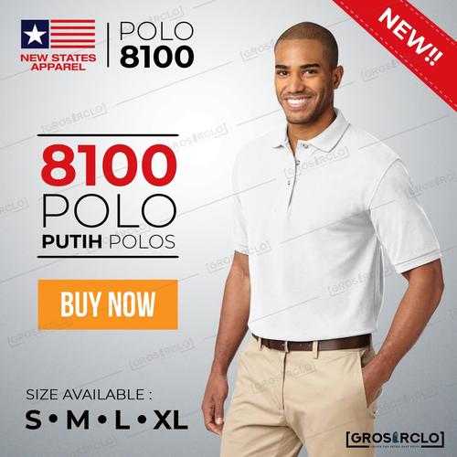 Foto Produk Kaos kerah Polo New States Apparel NSA Premium Cotton 8100 White S-XL dari Grosir clo