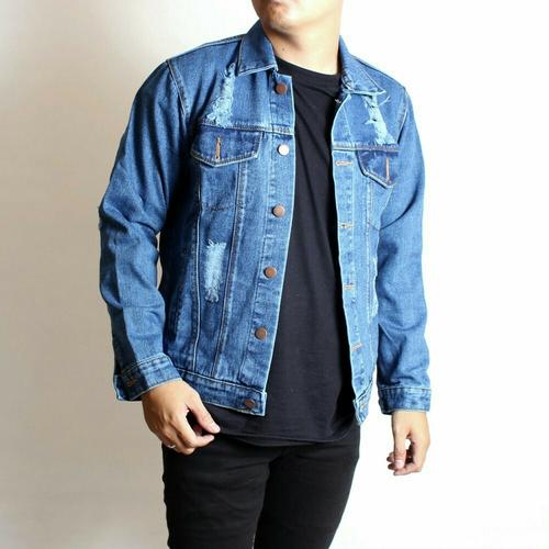 Jual Jaket jeans Cowok Pria Ripped 