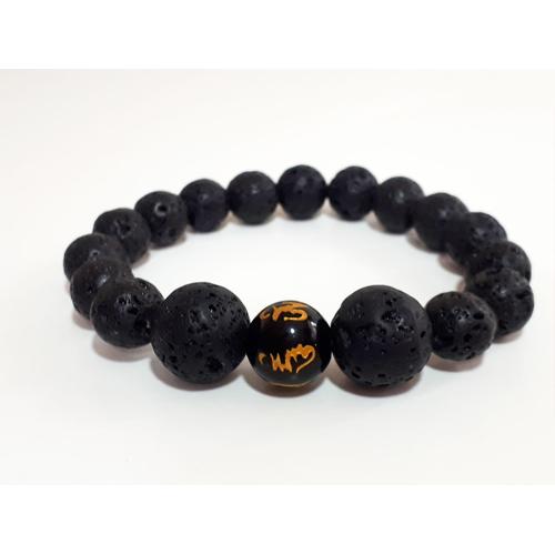 Foto Produk VeE Gelang Batu Lava Lahar Gunung Berapi Dim 10 Kombinasi Giok Ukir dari Vee Jewelry
