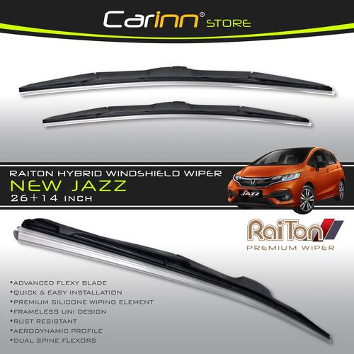 Foto Produk Raiton Sepasang Wiper Hybrid Kaca Depan Mobil Honda New Jazz 26"&14" dari Carinn Store