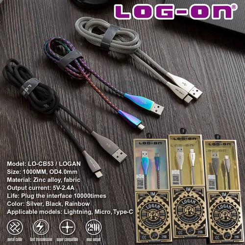 Foto Produk Log On Logan Kabel data charger iphone Lightning Zync Alloy LO-CB53 - Black dari Log-on Official Store