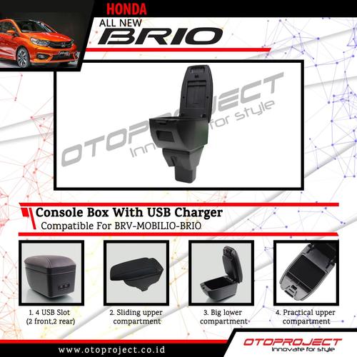Foto Produk Console Box armrest Tengah Hitam dengan usb all new brio 2018 dari Mega Oriental Motor