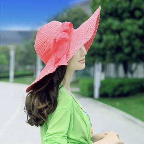 Topi Fashion KPOP Beach Hat Big - Pink 