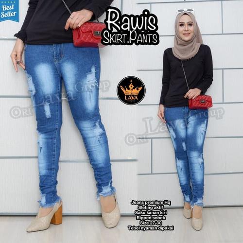 Bawahan Celana Wanita Jeans Rawis Skirt 