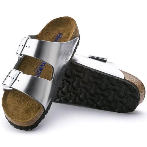 SOFT FOOTBED STRAP LEATHER SILVER 