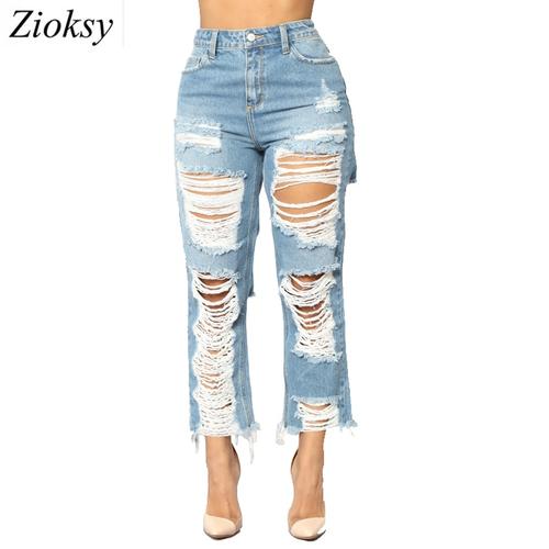 Jual New Big Hole Ripped Jeans Women 
