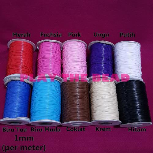 Foto Produk Bahan Tali Korea Mengkilap Tebal 1mm utk Kalung, Gelang, dan Aksesoris - Hitam dari Play The Bead