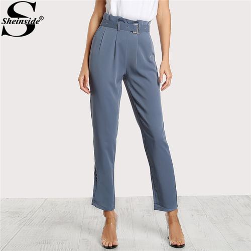 OL Style Pants Blue Pleated Tailored 