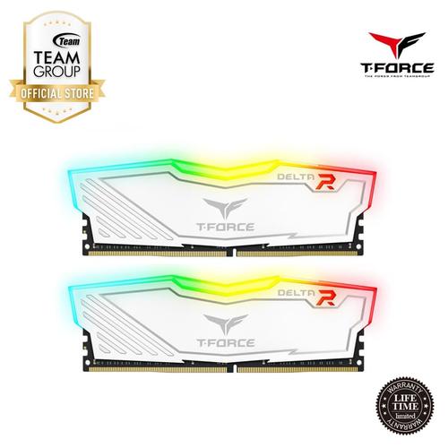 Foto Produk Team Memory Delta Tforce RGB 2x4GB PC 3000 DDR4 - White dari Teamgroup Official Store