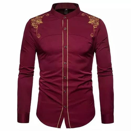 Foto Produk Baju Kemeja Koko Bastile Maron Bordir Batik Imlek Motif Cina Pria dari Sang_Fajar