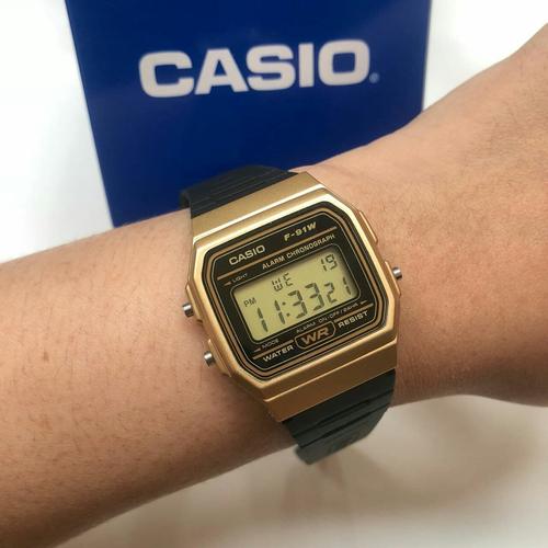 Jual Casio F-91W Retro Resin Strap Digital Watch Black-Gold - Jakarta Timur  - DnaiCollections | Tokopedia
