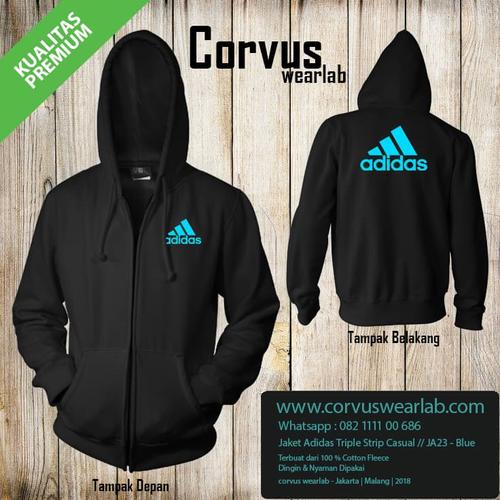 Foto Produk JAKET HOODIE ADIDAS TRIPLE STRIP DISTRO KUALITAS PREMIUM JA23 dari Corvus Wear Lab