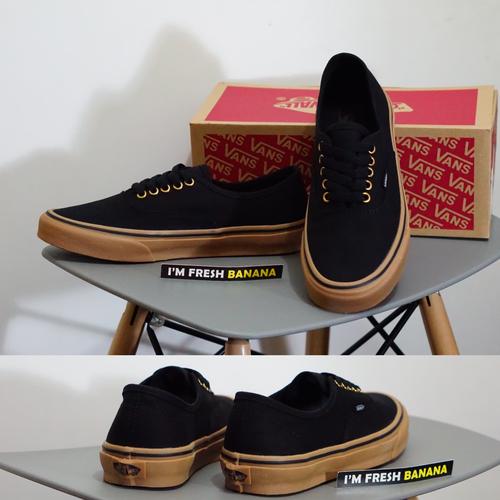Foto Produk Sepatu Vans Authentic Black Rubber Gum Brown Hitam DT Premium dari Fresh Banana