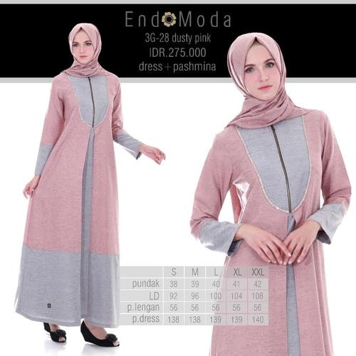 Foto Produk Gamis Endomoda 3G 28 Dusty Pink - Dusty Pink, S dari assalam busana
