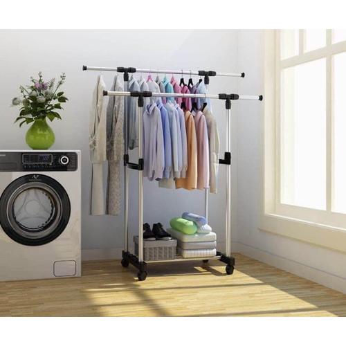 Foto Produk X25 Stand hanger double portable Rak gantungan gantung baju pakaian dari supplier beauty