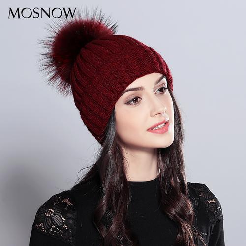 Jual New Winter Beanie Natural Raccoon 