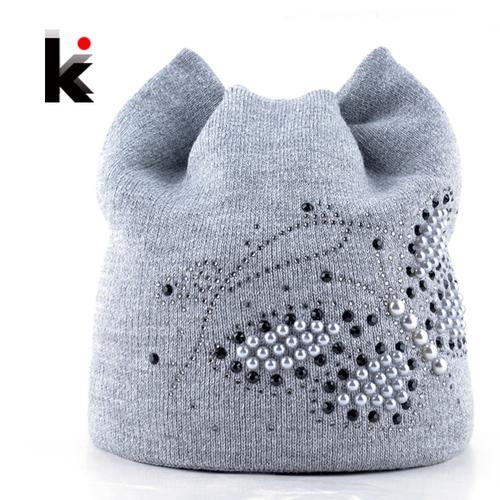 Winter Cat Beanie Hat Ladies Knit Hats 