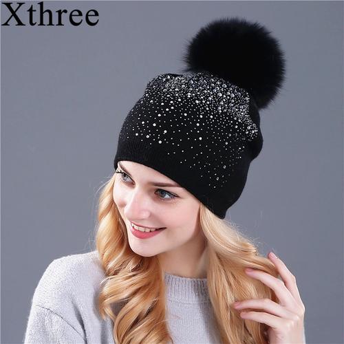 Jual New Xthree women winter beanie hat 