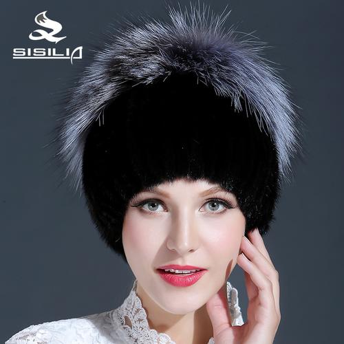 Silver Fox Fur Keep Warm Beanies 