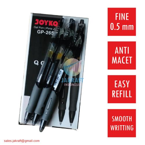 Foto Produk Pulpen Gel Pen Klik JOYKO GP-265 Q GEL (Hitam) 0.5 mm Setara Kenko K-1 dari Jakraft Indonesia