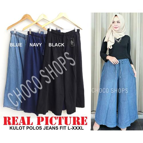 Foto Produk KULOT JEANS POLOS MEGA JUMBO (XXXL) - Biru dari Choco Shops