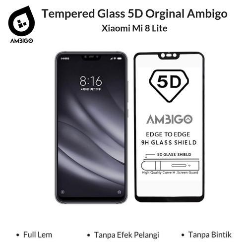 Foto Produk Tempered Glass 5D Xiaomi Mi 8 Lite Full Cover Ambigo Original - Hitam dari Jagonya Case