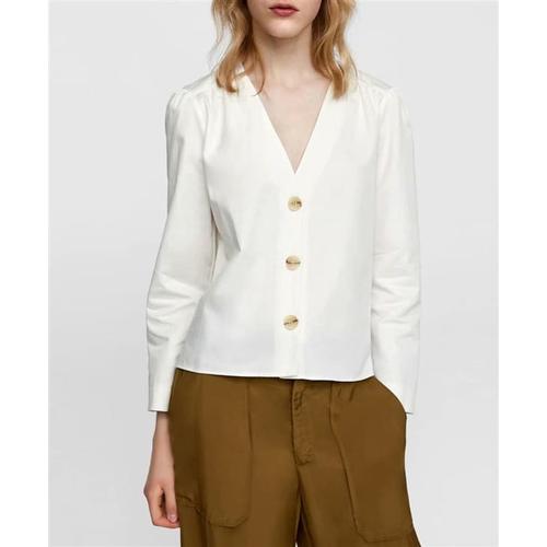 button v neck top
