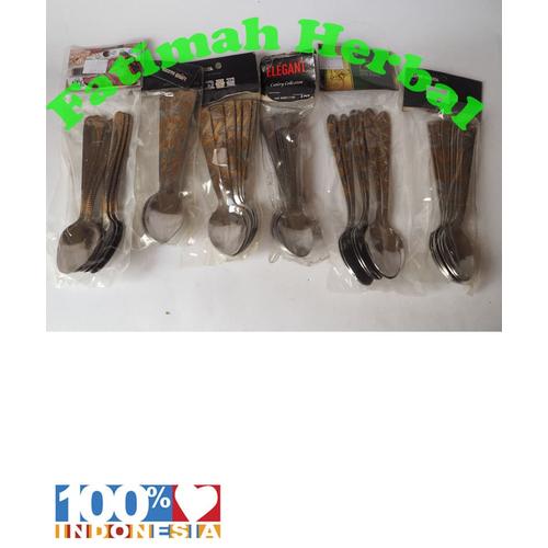 Foto Produk Sendok teh - Tea Spoon Stainless Steel Motif- 6 Pcs dari Fatimah Herbal