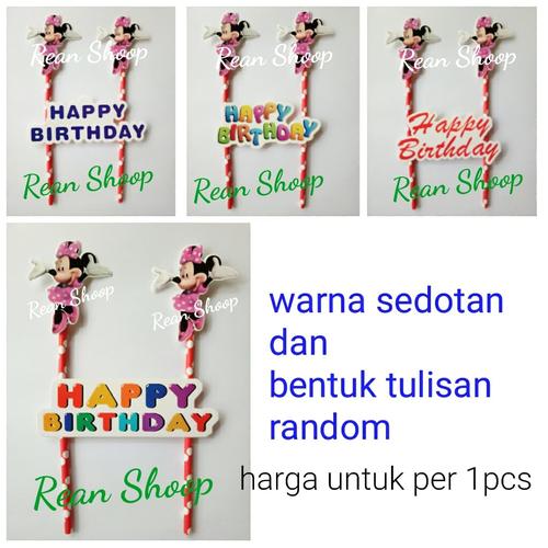 Foto Produk topper kue cake ulang tahun happy birthday karakter mini minnie mouse dari reanolshoop