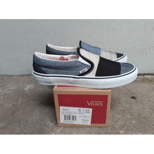 vans slip on denim patchwork