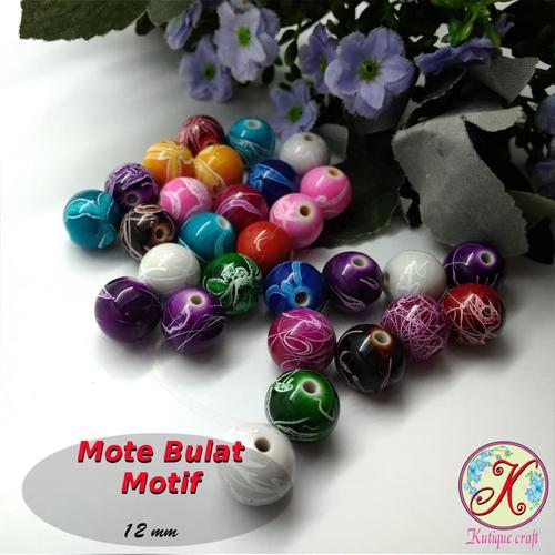Foto Produk Mote Bulat Motif 12mm per 20 pcs mix (aplikasi bros, kalung, gelang) dari Kutique Craft