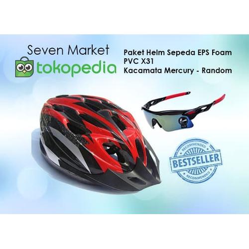 Foto Produk Paket Helm Sepeda EPS Foam PVC X31 Dan Kacamata Sepeda Mercury dari seven7 market