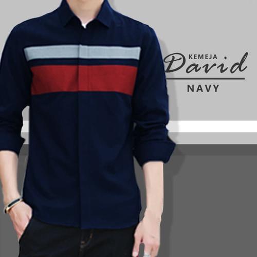 Foto Produk DAVID BAJU KEMEJA POLOS PRIA LENGAN PANJANG KEMEJA FORMAL COWOK - Navy, M dari FortKlass