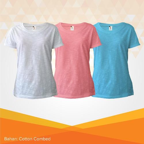 Foto Produk (PROMO B) 3 PCS KAOS 100rb Kaos Polos Combed 30s Slub Wanita - XL dari KAOS POLOS MANIA