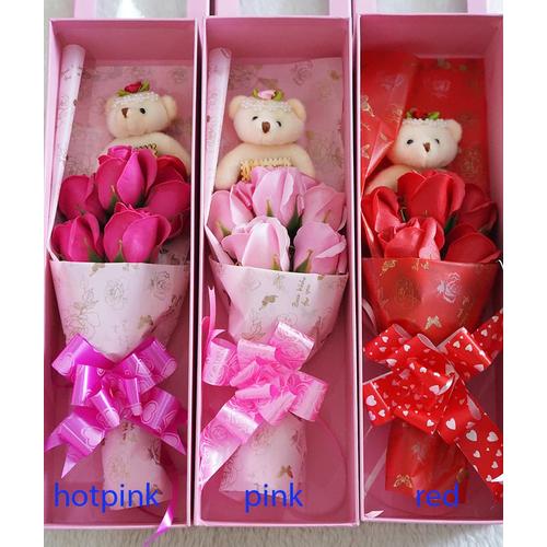 Gambar Bunga sabun mawar Flower soap Rose Kado valentine buket bunga 5 bunga - Merah Muda dari Cutevina Jakarta Barat Tokopedia