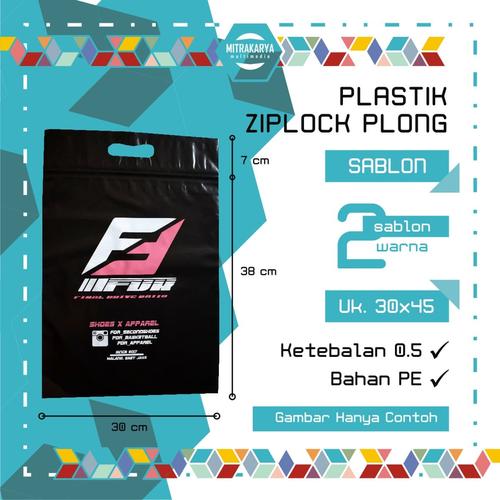 Foto Produk Tas Plastik Ziplock Plong Hitam Sablon 2 Warna 30 x 45 cm dari Mitra Grosir Plastik