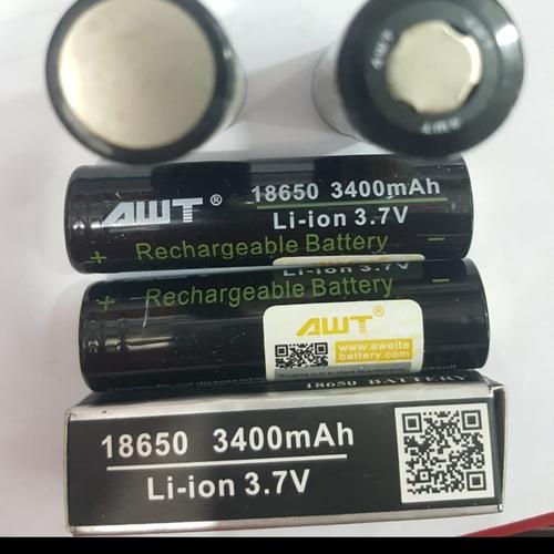 Foto Produk battery AWT Hitam 3,7V 3400mAH 40A 18650 flat baterai vapor vape vapin dari aneka barang murah 2