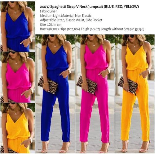Jual Spaghetti Strap V Neck Jumpsuit 