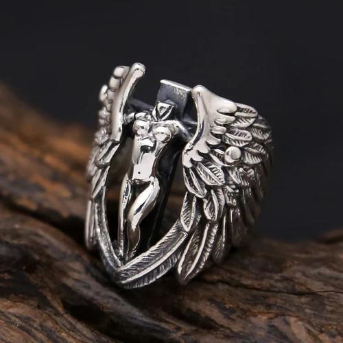 Foto Produk skull ring / cincin tengkorak import stainless steel 316L angel wings dari tokonline jakarta