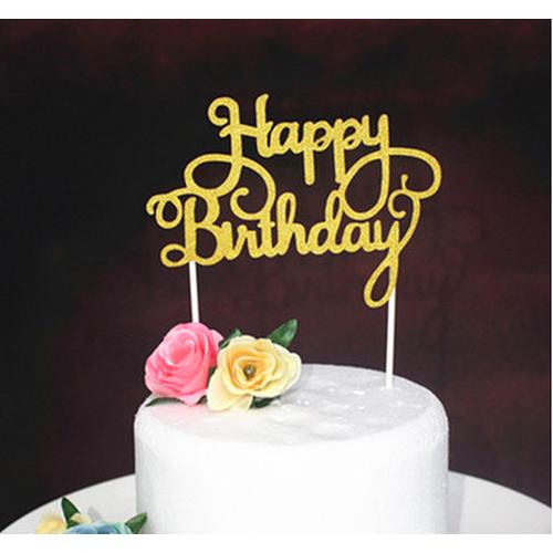 Foto Produk Cake Topper Happy Birthday HBD / Tusukan Hiasan Kue Tegak Acrylic dari Jual Grosir Online