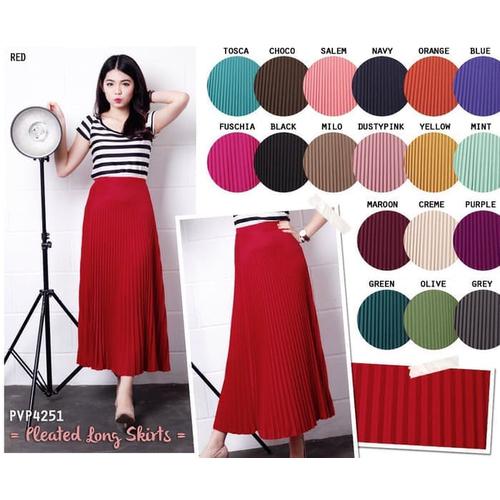 Jual pleated long skirts rok panjang lipit Kota Tangerang